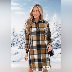 Plaid long sleeve mini dress